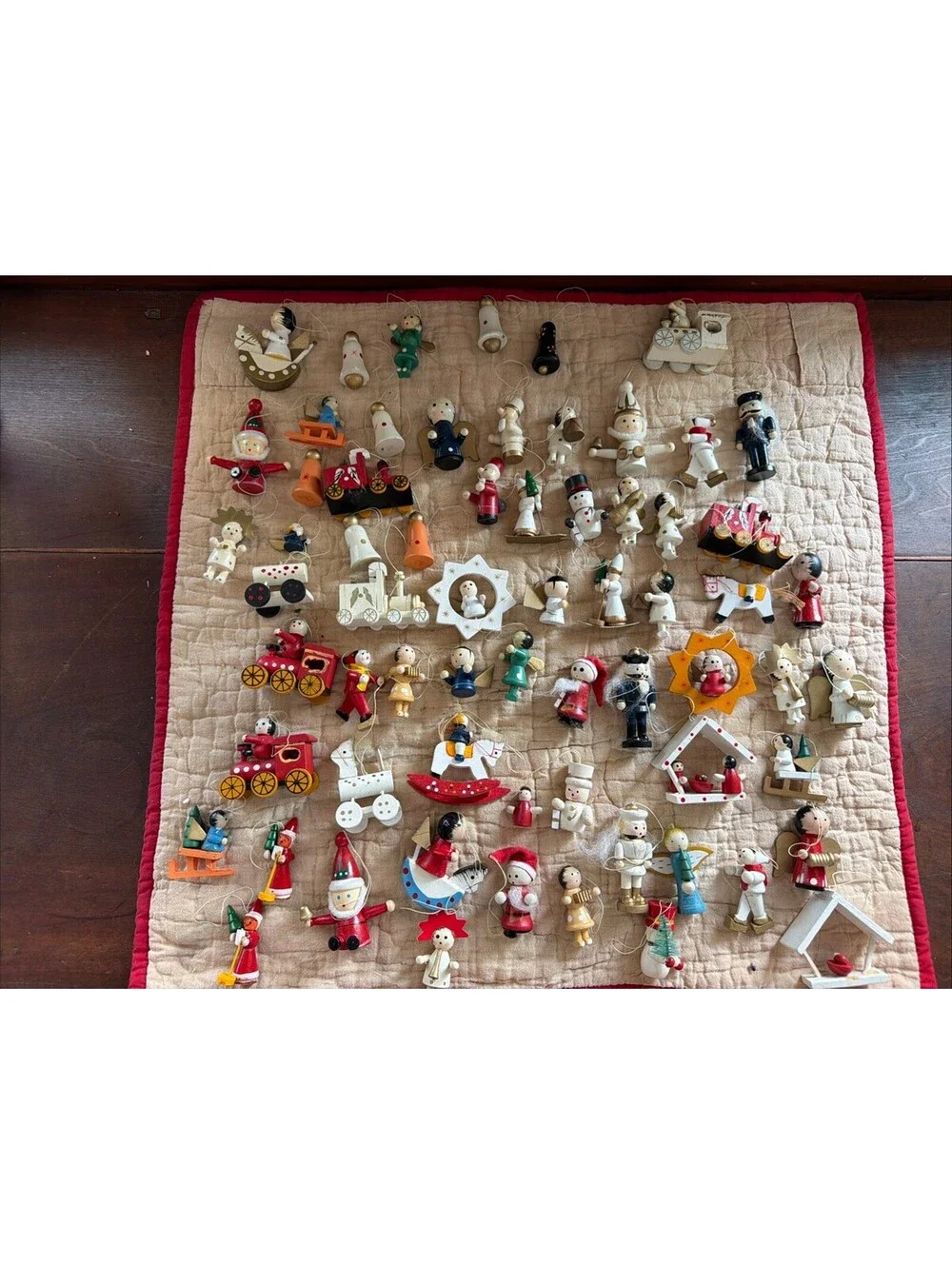 Vintage Mixed Lot 60 Wooden Christmas Tree Ornaments Hand Painted German Style